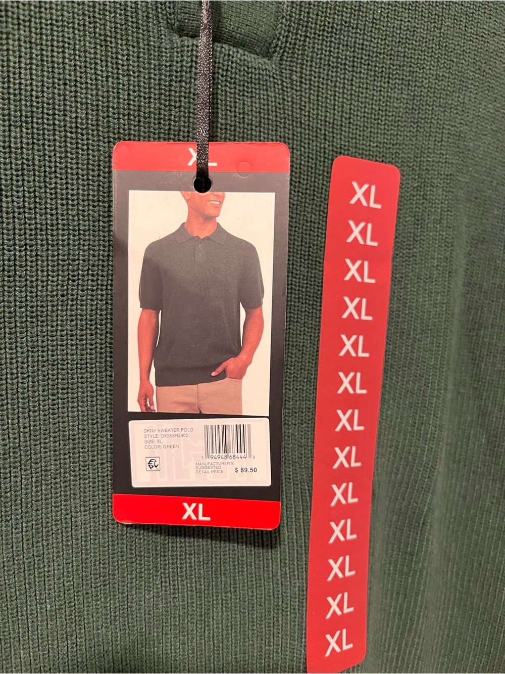 DKNY Men's Green Polo Knit Shirt XL Regular Fit - Picture 2 of 9